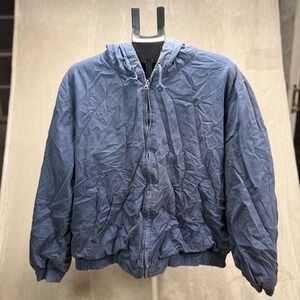 Outdoor Outfitters Mens Navy Blue Canvas Hooded Zip Up Jacket XL‎